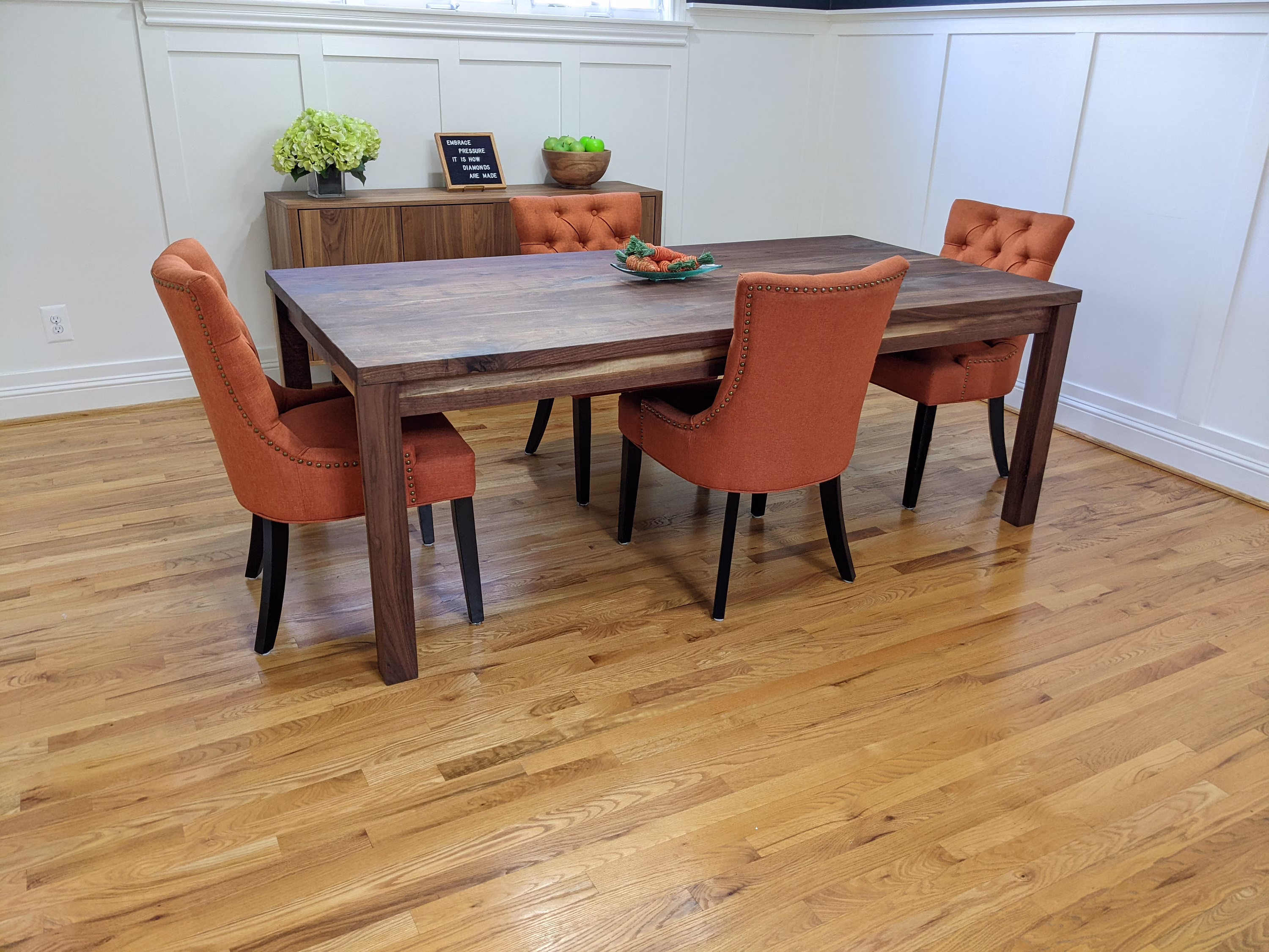 Walnut Parsons Style Dining Table