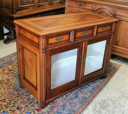 French Antique Inlaid Sideboard/Server Display Cabinet Console Table