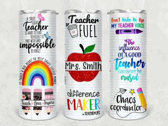 Teacher Fuel Motivational Quotes/Gift For Appreciation Custom Tumbler Glitter Pencil Personalized 20Oz 001