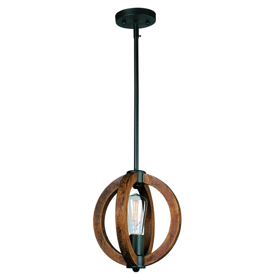 Bodega Bay 1-light 10" Wide Wood/ Steel Pendant - Anthracite