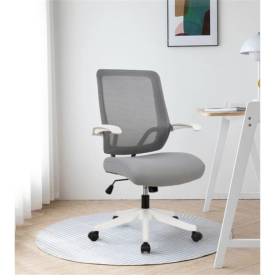 Office Chair Mid Back Adjustable Height Task Chair with Flip Up Arms and Lumbar Support Ergonomic Office Chair Swivel Rolling