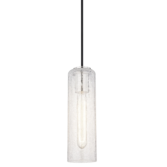 Mitzi by Hudson Valley Skye 1-light Polished Nickel Pendant, Clear Crackle Glass
