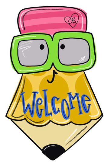 School Pencil & Funky Sunglasses - Back To School Teacher Gift Hand Painted Door Hanger