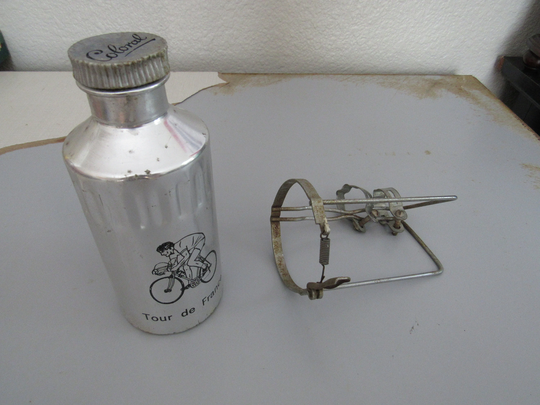 Vintage Coloral Tour De France Aluminum Water Bottle With Cage Free Shipping