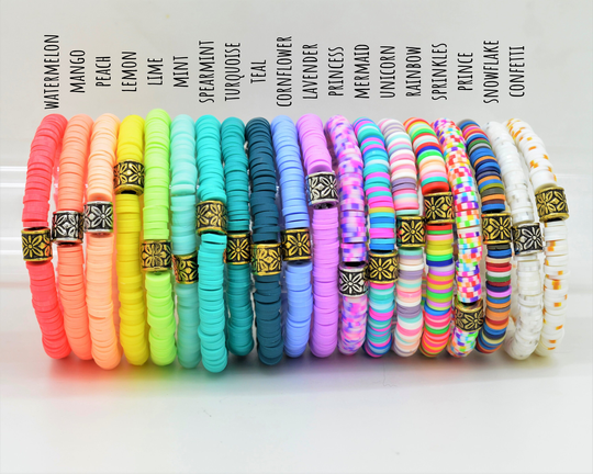 Colorful Heishi Bead Bracelets - Polymer Clay For Kids Color Stretch Bracelet Mix & Match