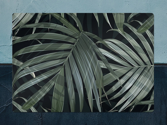 Dark Tropical Leaves Chair Mat, Green Vinyl Floor Black Protective Exotic Splat Flooring, Comfort Mat