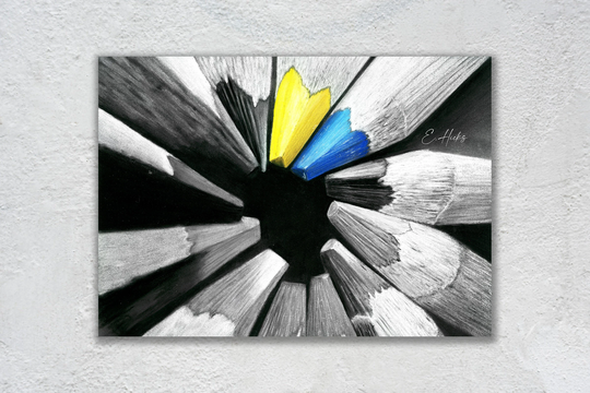 4x6 Or 5x7 Blue & Yellow Pencils Postcard, Ukraine Postcard Print For Postcrossing, Stand With Art Penpal Card. Su-101