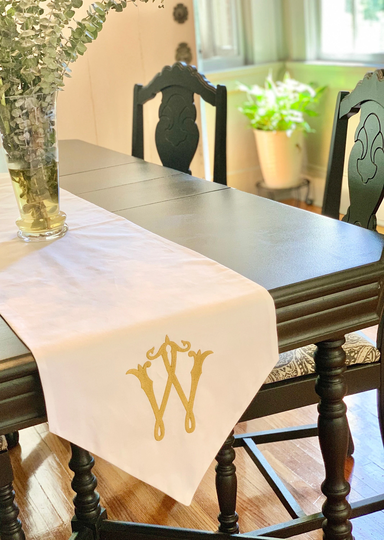 Table Runner With Romanesque Monogram - Easter, Holiday Decor, Spring, Wedding, Scape, Custom, Personalized