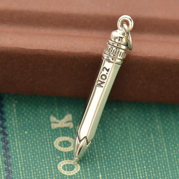 sterling Silver Small #2 Pencil Charm 30 X 3 Mm