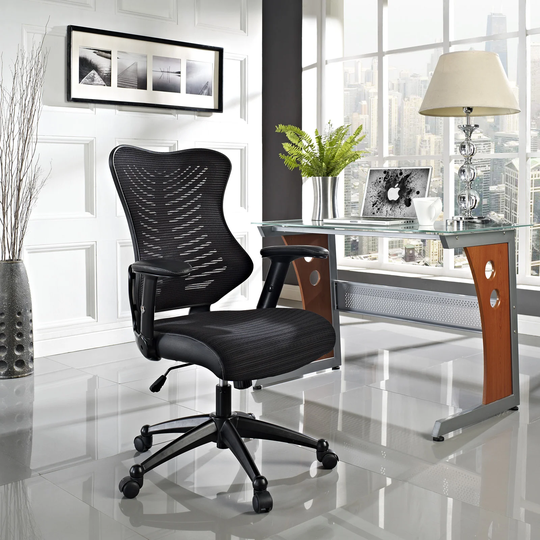 Porch & Den Williamsburg Office Chair with Black Mesh Back and Seat