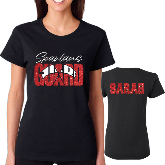 Custom Personalized Color Guard Glitter Graphic Gildan Women's Heavy Cotton Tee Shirt Amazing Spirit Wear Flag Mom Gear - 1.5000L
