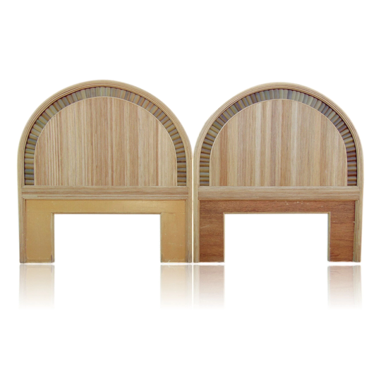 Pair Of Split Bamboo & Pencil Reed Rattan Twin Headboards Crespi Style