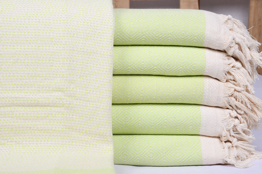 Organic Cotton Blanket, Sofa Turkish Wedding Bedcover, Light Green 78x110 Inches Iso-Nfs-Pk