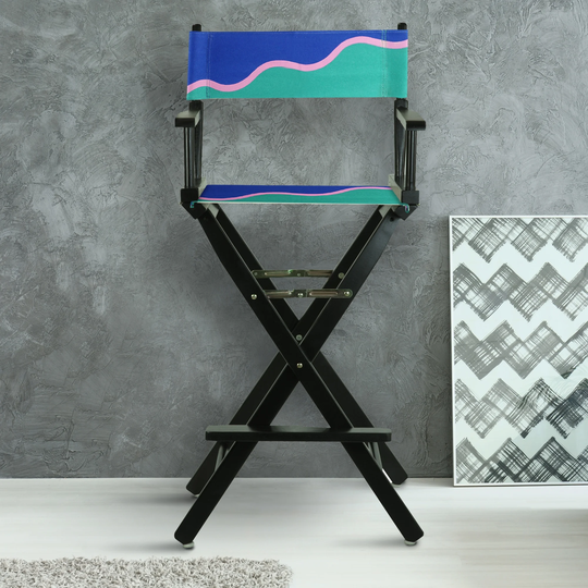 30" Director's Chair Black Frame-Wavy Wave - 23"W x 19"D x 45.5"H