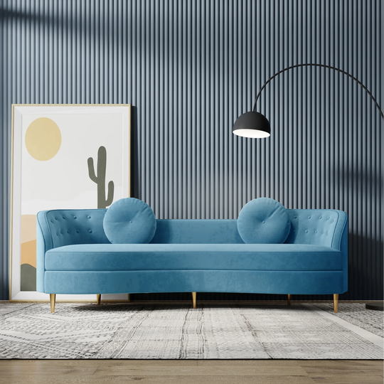 Magic Home Potenciano Neutral Velvet Sofa