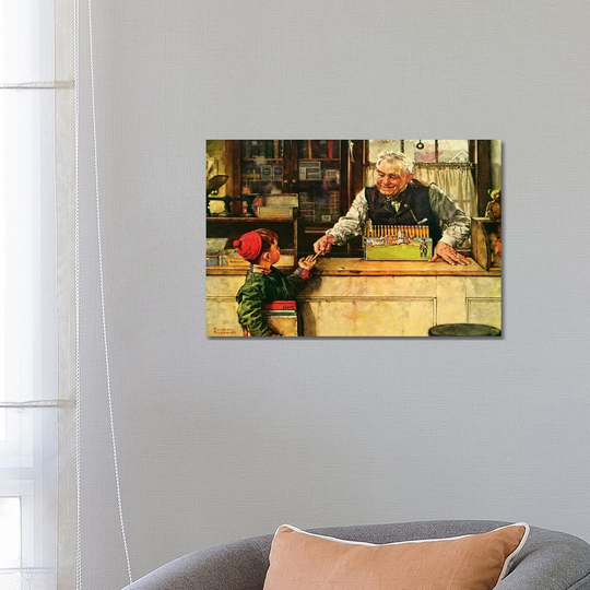 iCanvas "His First Pencil" by Norman Rockwell Canvas Print