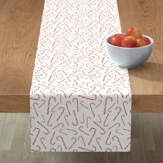 Candy Canes Table Runner - Cane Lane By Hipkiddesigns Winter Holiday Christmas Cotton Sateen Spoonflower
