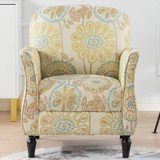 EYIW Accent Chair Armchair with Wood Legs, Fabric Upholstered Accent Chairs for Living Room Bedroom