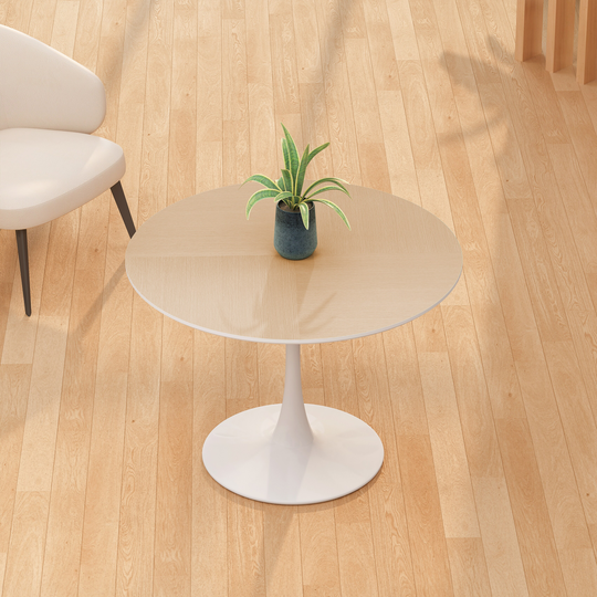 42"Modern Round Dining Table with Printed Wood Grain Table Top