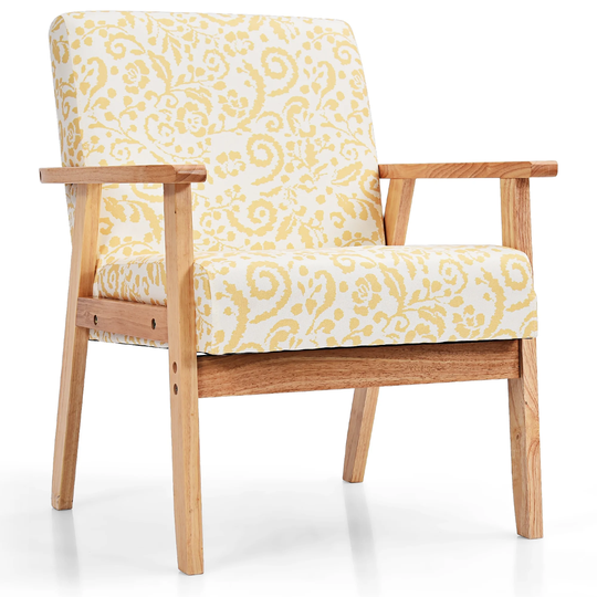 Costway Modern Accent Armchair Upholstered Lounge Chair w/Rubber Wood - 25'' x 26.5'' x 32''