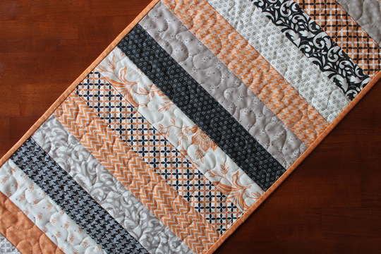 Halloween Table Runner, All Hallows Eve, Quilted Halloweeen Handmade Halloween, Orange Black Decor, Fig Tree & Co, Muted