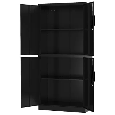Metal Storage Cabinet, Lockable Steel Office Storage, File Cabinet With Doors ,large Capacity ,storage Cabinet For Home Office Garage,black