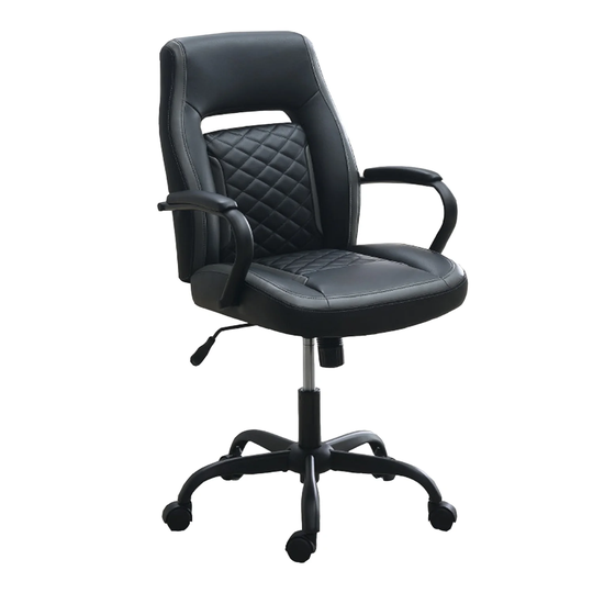 Upholstered Office Chair with Padded Armrests in Black and Blue