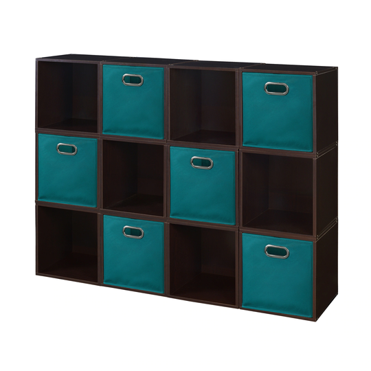Noble Connect Storage Set - 12 Cubes and 6 Canvas Bins- Truffle/Teal