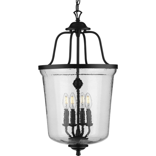 Bowman Collection Four-Light Black Foyer Pendant - 25.200" x 16.550" x 16.550"