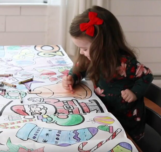Kids Giant Coloring Pages X3 | Christmas New Year's & Birthday Table Cover Collage Activity Bundle