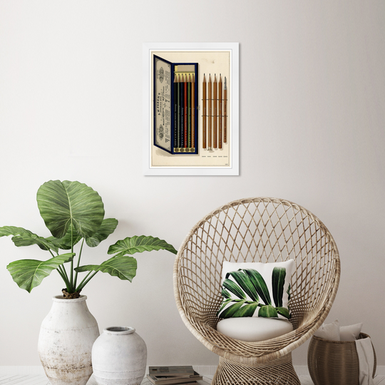 Wynwood Studio 'PENCIL SET' Education and Office White Wall Art Framed Print