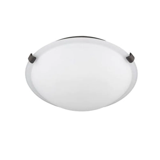 12 Inch Nickel and Bronze Flush Mount Frosted Ceiling Light
