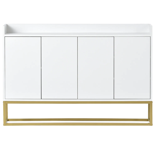 Modern Sideboard Buffet Cabinet with 4 Doors and Metal Legs