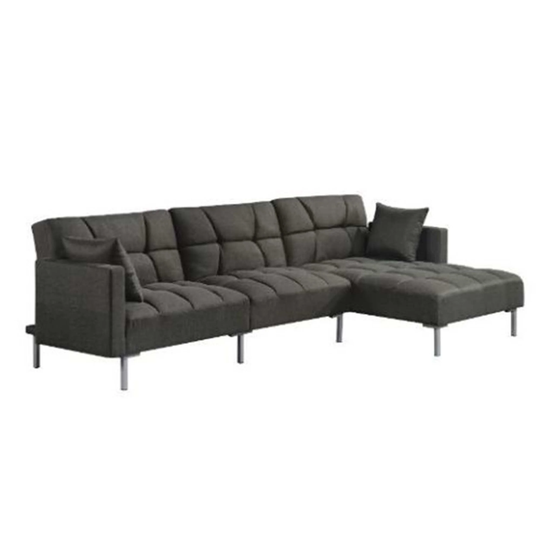 Reversible Sectional Sofa with Adjustable Back and Metal Feet, Gray