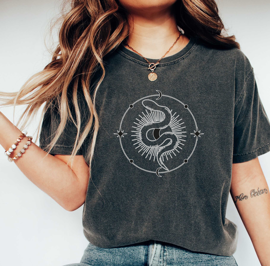 Comfort Colors Celestial Shirt, Cobra & A Circle Boho Comfy Oversized Lover Tee