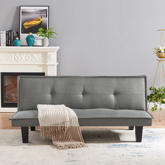 Modern Fabric Futon Sofa Bed, Convertible Folding Sleeper Sofa for Home Living Room, Sturdy Legs, 3 Adjustable Positions