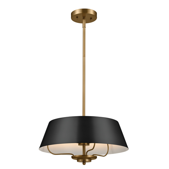 Kichler Lighting Luella 16 in. 3-Light Black Convertible Pendant Light/Semi Flush - 16 in