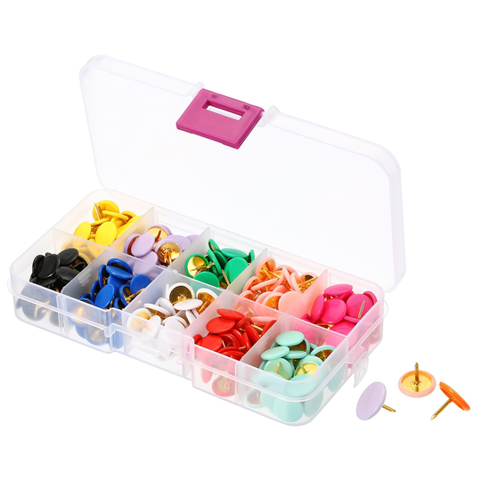 300pcs Push Pins Plastic Decorative Thumb Tacks Golden Steel Point, Multi-color