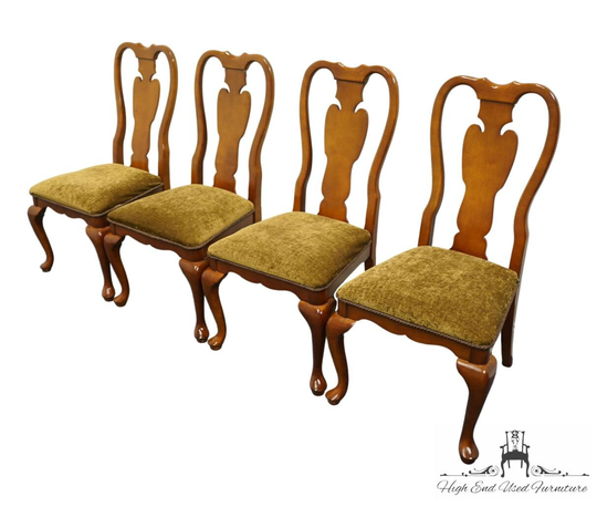 Set Of 4 Universal Furniture Solid Cherry Traditional Queen Anne Style Dining Side Chairs 610636-95