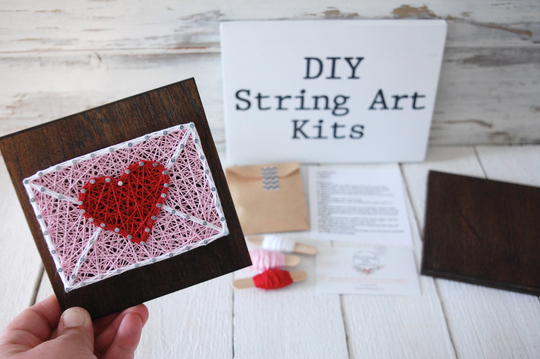Diy Heart Envelope String Art Kit, Do It Yourself, Heart Sign, Valentine's Day Diy Craft Kit, Wall Art, Tiered Tray Gift
