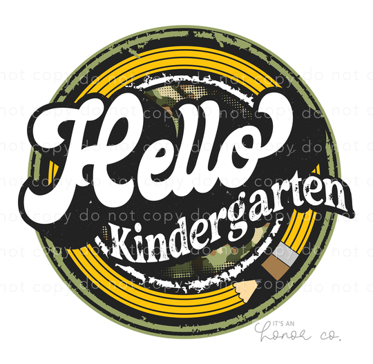 Sublimation Transfer Ready To Press - Hello Kindergarten Camo Pencil Back School Kinder
