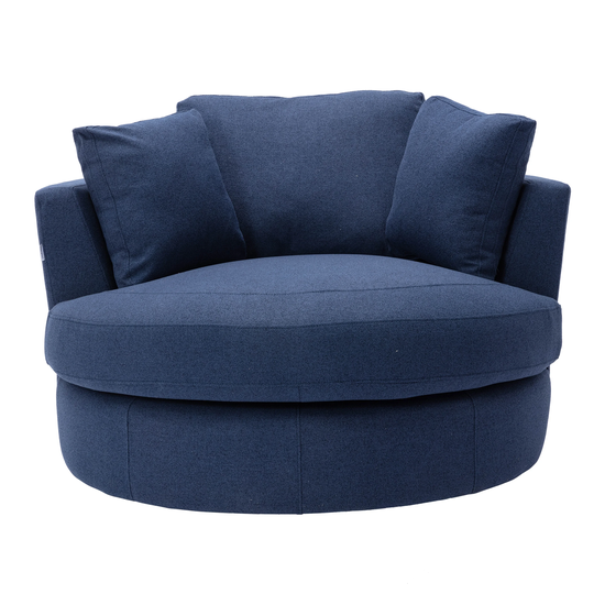 Modern swivel accent chair Fabric barrel chair in Blue