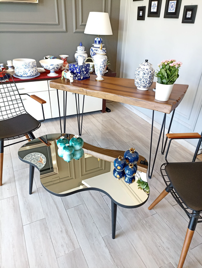 Glass-Topped Coffee Table, Modern Center Living Room Decoration Unique Housewarming Gift