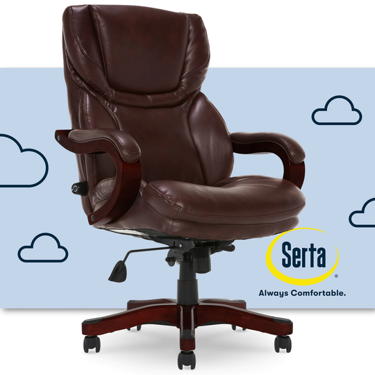 Serta Conway Big and Tall Executive Office Chair with Wood Accents