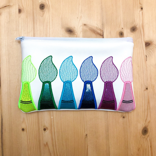 Paint Brush Vinyl Zipper Pouch | Case Art Bag Purse Organizer Fully Lined Lover Gift