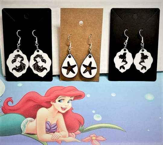 Little Mermaid Inspired Earring Trio Set Of 3
