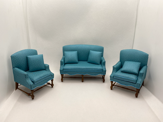 Dollhouse Miniature Parlor Set ~ Sofa Couch Settee Chair Jbm Living Room 112Th Scale Furniture Diorama Box