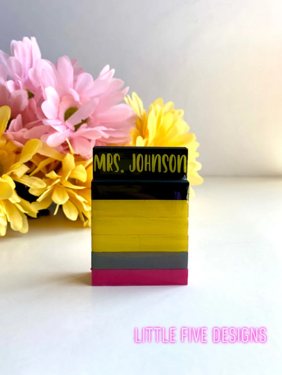 Pencil Themed Mini Sign, Teacher Gift, Mini Sign For Desk, Unique Gift, Office Decoration, Made From Blocks, Party Favor