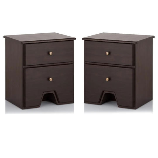 Puleo Contemporary Wood 2-Drawer End Table in Espresso - Set of 2 - 54 x 84