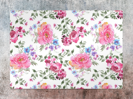 Vintage Roses Chair Mat, Pink Vinyl Floor Green Protective Floral Splat Pvc Office Room Rug, Kids Decor